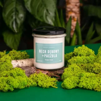 MECH DĘBOWY + PACZULA – ŚWIECA SOJOWA